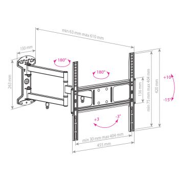 Кронштейн для LED/LCD телевизоров Arm media LCD-415 black,24"-55",нак. + 10° -15°, пов. 180°, 5 шт/уп. (10194) фото 2 Кронштейн для LED/LCD телевизоров Arm media LCD-415 black,24"-55",нак. + 10° -15°, пов. 180°, 5 шт/уп. (10194) фото 2