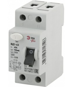 Устройство защитного отключения ЭРА PRO NO-902-38 УЗО ВД1-63 1P+N 40А 100мА (1/90/1620) (Б0031883) Устройство защитного отключения ЭРА PRO NO-902-38 УЗО ВД1-63 1P+N 40А 100мА (1/90/1620) (Б0031883)