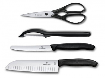 Набор кухонных ножей Victorinox Swiss Classic Kitchen, компл.: 4 шт., чёрный (подар. коробка) (6.7133.4G) фото 2 Набор кухонных ножей Victorinox Swiss Classic Kitchen, компл.: 4 шт., чёрный (подар. коробка) (6.7133.4G) фото 2