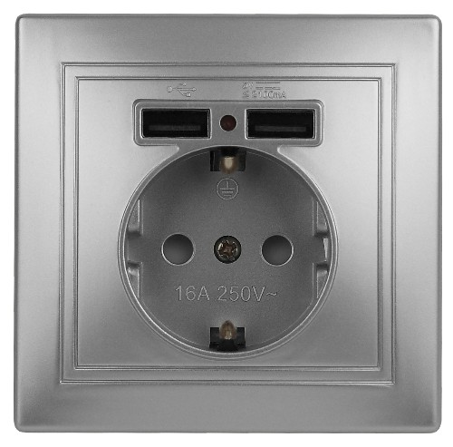 Розетка+USB INTRO IP20, СУ, Plano, алюминий (10/100/2400) 1-410-03 (Б0043249) Розетка+USB INTRO IP20, СУ, Plano, алюминий (10/100/2400) 1-410-03 (Б0043249)