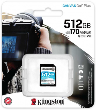 Карта памяти SDXC 512GB Kingston Class 10 UHS-I U3 V30 Canvas Go Plus (170/90 Mb/s) (SDG3/512GB) фото 3 Карта памяти SDXC 512GB Kingston Class 10 UHS-I U3 V30 Canvas Go Plus (170/90 Mb/s) (SDG3/512GB) фото 3
