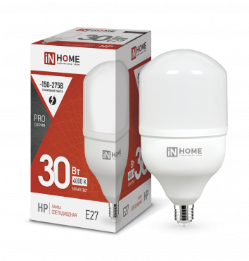 Лампа светодиодная IN HOME HP-PRO 30Вт 230В Е27 4000К 2850Лм (1/50) (4690612031071) Лампа светодиодная IN HOME HP-PRO 30Вт 230В Е27 4000К 2850Лм (1/50) (4690612031071)
