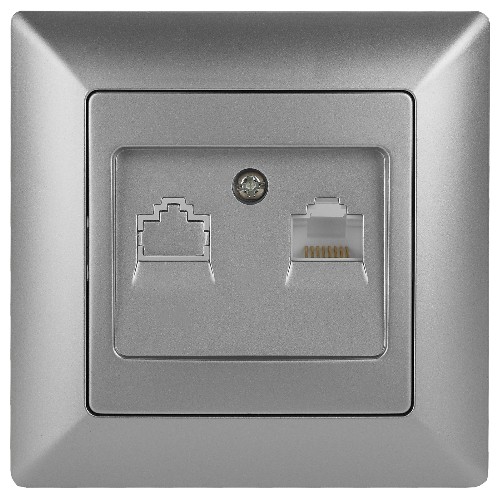 Розетка INTRO информационная RJ45, СУ, Solo, алюминий (10/200/2000) 4-303-03 (Б0043384) Розетка INTRO информационная RJ45, СУ, Solo, алюминий (10/200/2000) 4-303-03 (Б0043384)