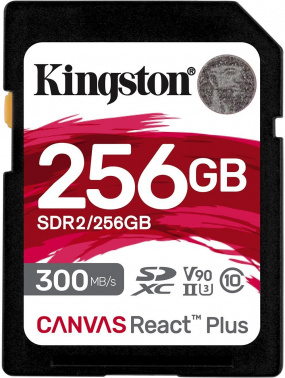 Карта памяти SDXC 256GB Kingston Class 10 UHS-II U3 V90 React Plus (300 Mb/s) (SDR2/256GB) Карта памяти SDXC 256GB Kingston Class 10 UHS-II U3 V90 React Plus (300 Mb/s) (SDR2/256GB)