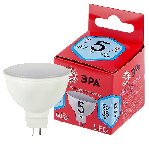 Лампа светодиодная ЭРА RED LINE LED MR16-5W-840-GU5.3 R GU5.3 5 Вт софит нейтральный белый свет (1/100) (Б0049639) Лампа светодиодная ЭРА RED LINE LED MR16-5W-840-GU5.3 R GU5.3 5 Вт софит нейтральный белый свет (1/100) (Б0049639)