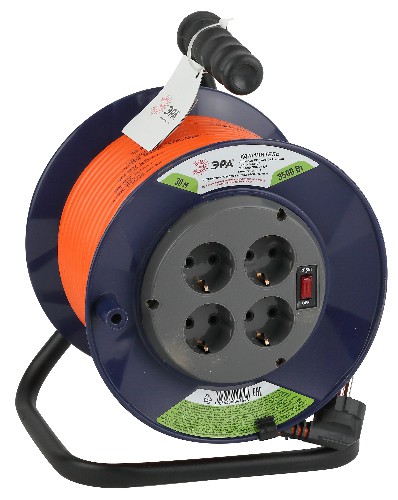 Удлинитель ЭРА силовой RPx-4es-3x1.5-30m на пластиковой катушке c заземлением 4 розетки 30м ПВС 3х1.5мм2 (1/2) (Б0043056) Удлинитель ЭРА силовой RPx-4es-3x1.5-30m на пластиковой катушке c заземлением 4 розетки 30м ПВС 3х1.5мм2 (1/2) (Б0043056)