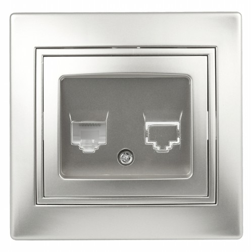 Розетка INTRO информационная RJ45, скрытой установки, Plano, алюминий (1/10/200/2400) (Б0030086) Розетка INTRO информационная RJ45, скрытой установки, Plano, алюминий (1/10/200/2400) (Б0030086)