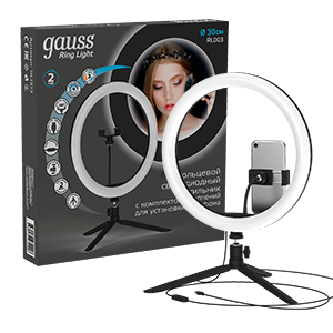 Светильник светодиодный GAUSS настольный кольцевой для селфи на штативе с комплектом креплений для установки телефона . Ø 30см. Работает от USB (RL003) Светильник светодиодный GAUSS настольный кольцевой для селфи на штативе с комплектом креплений для установки телефона . Ø 30см. Работает от USB (RL003)