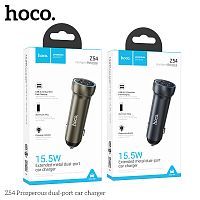 Блок питания автомобильный 2 USB HOCO Z54 Prosperous, 3.1A, металл, цвет: золотой (1/13/130) (6942007645669)