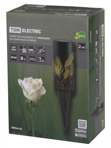 Набор Светильников TDM СС "Колосок" на солнечных батареях, сталь, 6х27 cм, 2 шт, (1/24) (SQ0330-0109) фото 2 Набор Светильников TDM СС "Колосок" на солнечных батареях, сталь, 6х27 cм, 2 шт, (1/24) (SQ0330-0109) фото 2