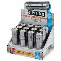 Фонарь ТРОФИ TM9-box12 ручной алюминиевый 9xLED 3хААА в комплекте промо-бокс по 12шт (12/48/240/5280) (Б0004986)