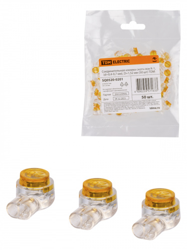 Соединительная клемма скотч-лок К-1, (d=0,4-0,7 мм), D=1,52 мм (50 шт) TDM (1/400) (SQ0520-0201) Соединительная клемма скотч-лок К-1, (d=0,4-0,7 мм), D=1,52 мм (50 шт) TDM (1/400) (SQ0520-0201)