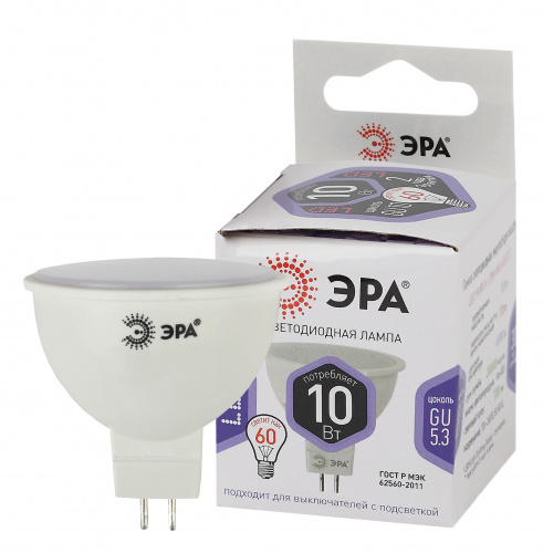 Лампа светодиодная ЭРА STD LED MR16-10W-860-GU5.3 GU5.3 10Вт софит холодный дневной свет (1/100) (Б0049073) фото 2