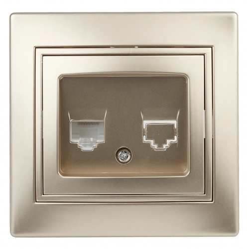 Розетка INTRO информационная RJ45, скрытой установки, Plano, шампань (1/10/200/2400) (Б0030087) фото 10