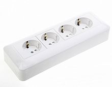 Розетка 4-м О/У ПРИМА 16А IP20 250В с заземл. защ. шторки бел. (опт. упак.) Systeme Electric RA16-411M-B (1)