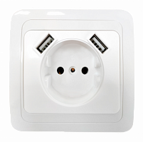 Розетка одинарная CLASSICO с двумя USB белая 2147 IN HOME (10/200) (4690612035260)