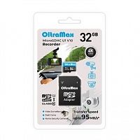 Карта памяти MicroSD  32GB  OltraMax Class 10 Recorder UHS-I U1 V10 (95 Mb/s) + SD адаптер (OM32GCSDHC10-U1-V10)