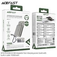 Мобильный аккумулятор Аккумулятор внешний ACEFAST M18, 10000mAh, MagSafe, 1 Type-C, PD20Вт, QC3.0,индикатор, цвет: чёрный (1/40) (6974316284017)