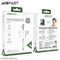 Наушники внутриканальные ACEFAST L3, микрофон, кабель Type-C, цвет: белый (1/24/192) (6974316283027)