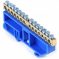 Шина "N" нулевая (латунь) SMARTBUY с изолятором на DIN-рейку 6x9мм, 14 групп (1/500) (SBE-bc-14-dr)