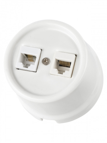 Розетка телефонная RJ11 + компьютерная RJ45 белая «Болонь» TDM (1/72) (SQ1820-0052) фото 6