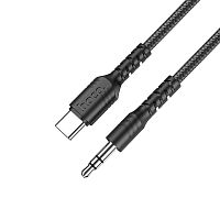 Переходник AUX, Jack 3,5mm(f) - Type-C(f) HOCO UPA17, 1.0м, круглый, пластик, цвет: чёрный (1/37/370) (6931474751690)