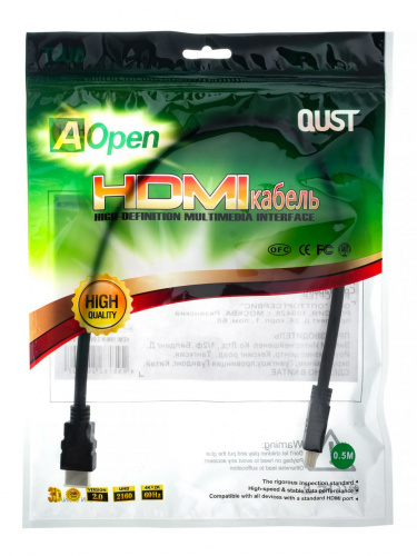 Кабель HDMI 19M/M ver 2.0, 0.5М Aopen/Qust <ACG711-0.5M> (1/100) фото 3 Кабель HDMI 19M/M ver 2.0, 0.5М Aopen/Qust <ACG711-0.5M> (1/100) фото 3
