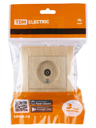 Розетка телевизионная простая (0-2400МГц, "мама") сосна , с/у, "Лама" (10/120) TDM (SQ1815-0317) фото 2 Розетка телевизионная простая (0-2400МГц, "мама") сосна , с/у, "Лама" (10/120) TDM (SQ1815-0317) фото 2