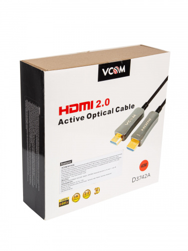 Активный оптический кабель HDMI 19M/M,ver. 2.0, 4K@60 Hz 40m VCOM <D3742A-40M> (1/9) фото 4 Активный оптический кабель HDMI 19M/M,ver. 2.0, 4K@60 Hz 40m VCOM <D3742A-40M> (1/9) фото 4
