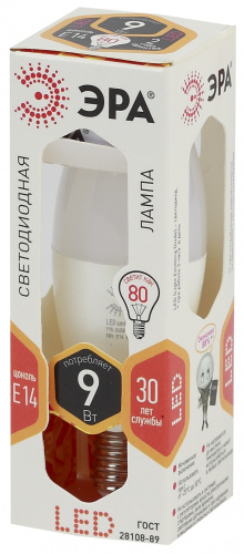 Лампа светодиодная ЭРА STD LED B35-9W-827-E14 E14 / Е14 9Вт свеча теплый белый свет (1/100) (Б0047935) фото 2
