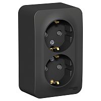 Розетка 2-м О/У BLANCA 16А IP20 250В с заземл. защ. шторки с изолир. пластиной антрацит Systeme Electric BLNRA011216 (1/8/16)