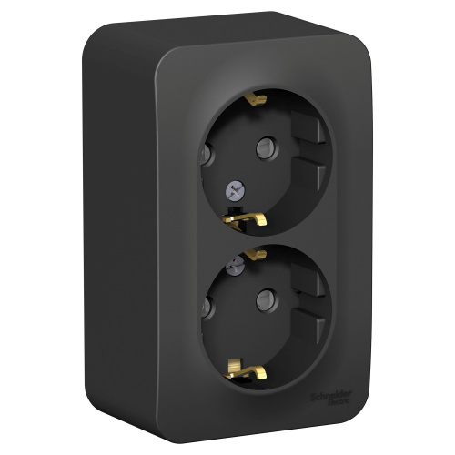 Розетка 2-м О/У BLANCA 16А IP20 250В с заземл. защ. шторки с изолир. пластиной антрацит Systeme Electric BLNRA011216 (1/8/16)