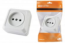 Розетка 2П открытой установки IP20 10А, белая "Ладога" TDM (1/200) (SQ1801-0013)