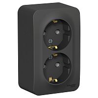 Розетка 2-м О/У BLANCA 16А IP20 250В с заземл. без защ. шторок с изолир. пластиной антрацит Systeme Electric BLNRA010216 (1/8/16)