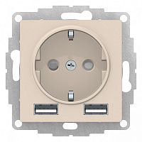Механизм розетки 3-м С/У ATLASDESIGN 16А IP20 с 2-мя заряд. устройствами USBA+A 5В/2.4А 2х5В/1.2А беж. Systeme Electric ATN000230 (1)