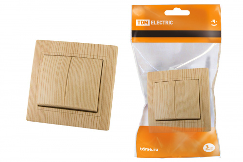 Выключатель скрытая установка, 2 кл. 10А "ЭКО" (сосна) "Таймыр" TDM (10/100) (SQ1814-0202) Выключатель скрытая установка, 2 кл. 10А "ЭКО" (сосна) "Таймыр" TDM (10/100) (SQ1814-0202)