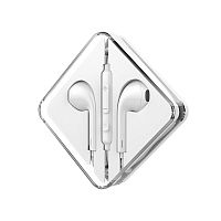 Наушники внутриканальные HOCO M55 Memory sound, микрофон, кнопка ответа, регулятор громкости, кабель 1.2м, цвет: белый (1/31/310) (6957531099932)