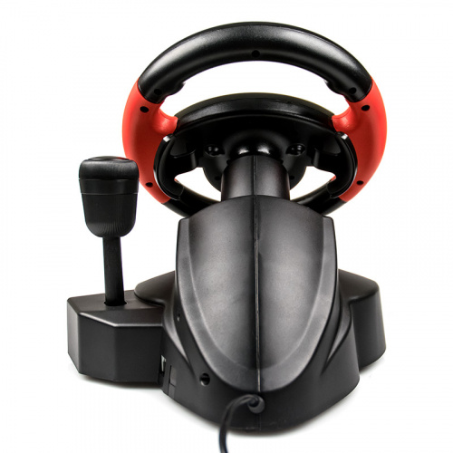 Игровой руль GW-125VR Dialog E-Racer - эф.вибрации, 2 педали, рычаг ПП, PC USB, черный/красный (1/3) фото 5