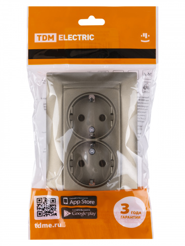 Розетка двойная 2П+З 16А 250В бронза , с/у, "Лама" (6/72) TDM (SQ1815-0725) фото 2 Розетка двойная 2П+З 16А 250В бронза , с/у, "Лама" (6/72) TDM (SQ1815-0725) фото 2