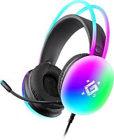 Гарнитура игровая DEFENDER Ignis, провод 2м, RGB, черный(1/12) (64441)