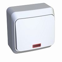 Переключатель проходной 1-кл. О/У ЭТЮД 10А IP20 с подсветкой бел. Systeme Electric BA10-007B (1/25/200)