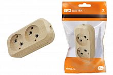 Колодка розеточная 2 гнезда 2П б/з 10А 250В "Эко" (сосна) TDM (1/160) (SQ1806-0045)