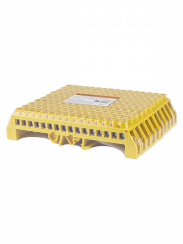 Шина "PE" "земля" в желтом изоляторе на DIN-рейку 8x12мм 16 групп TDM (1/10/120) (SQ0801-0219) фото 2