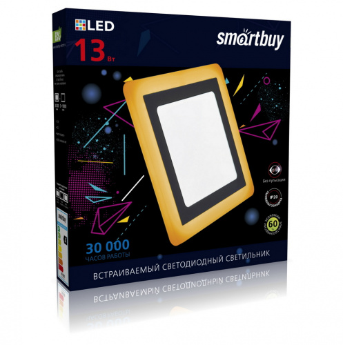 Светильник светодиодный SMARTBUY SBLSq-DLB-13-65K-O-IP20, квадрат с подсветкой