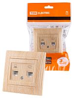 Розетка телефонная RJ11 + компьютерная RJ45 сосна , с/у, "Лама" (10/120) TDM (SQ1815-0319)
