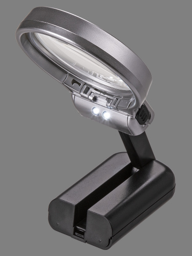 Лупа ручная круглая, d 60 мм, 3-х крат. увел., рукоятка-трансформер, LED подсветка, 2хАА, TDM (SQ1025-0903) фото 4