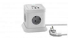 Сетевой фильтр RITMIX RM-242C White, 4 розетки, 16А, 4000Вт, Type C + 2х USB, кнопка питания, кабель медный 2м, с заземлением (1/24) (80003360)