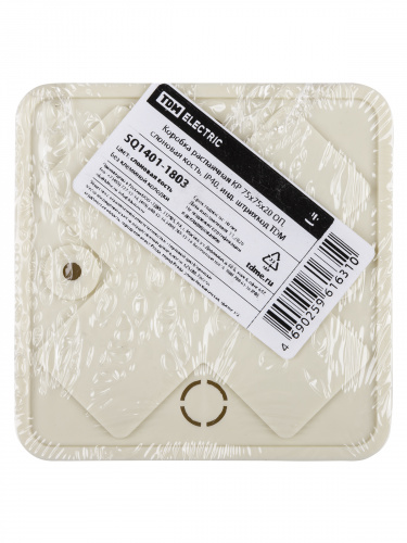 Коробка распаячная КР 75х75х20 ОП, сл. кость, IP40, инд. штрихкод TDM (100/100) (SQ1401-1803) фото 2 Коробка распаячная КР 75х75х20 ОП, сл. кость, IP40, инд. штрихкод TDM (100/100) (SQ1401-1803) фото 2