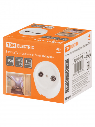 Розетка TDM TV+R оконечная белая «Болонь» (1/72) (SQ1820-0055) фото 2