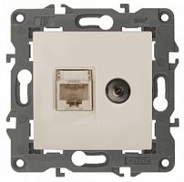 Розетка ЭРА, серии ЭРА Elegance, скрытой установки, RJ45+TV, IP20, сл.кость